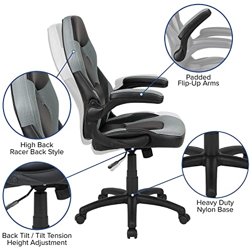 Gaming PC Chair with Adjustable Swivel, Gray/Black