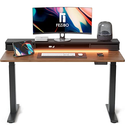 FEZIBO Electric Standing Desk with Monitor Stand, Gaming Workstation