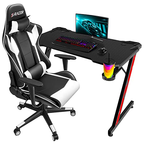 Homall Racing Chair and Z Shaped Gaming Desk