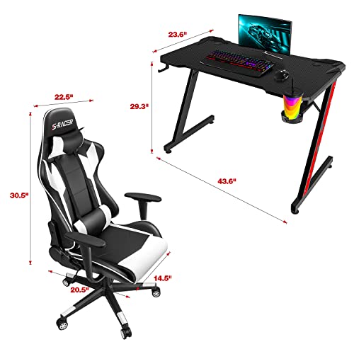 Homall Racing Chair and Z Shaped Gaming Desk