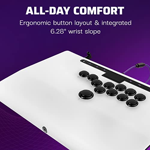 Victrix Pro FS-12 Playstation Fight Stick for PS5, PS4, PC, Tournament Grade 12-Button Sanwa Denshi, Durable Aluminum, Detachable Joystick, Lockable Control Bar for Fighting Games (White)