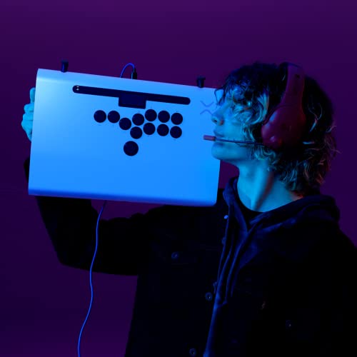 Victrix Pro FS-12 Playstation Fight Stick for PS5, PS4, PC, Tournament Grade 12-Button Sanwa Denshi, Durable Aluminum, Detachable Joystick, Lockable Control Bar for Fighting Games (White)