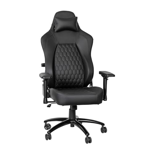 Falco Ergonomic Adjustable Gaming Chair - Black LeatherSoft/Black Stitching