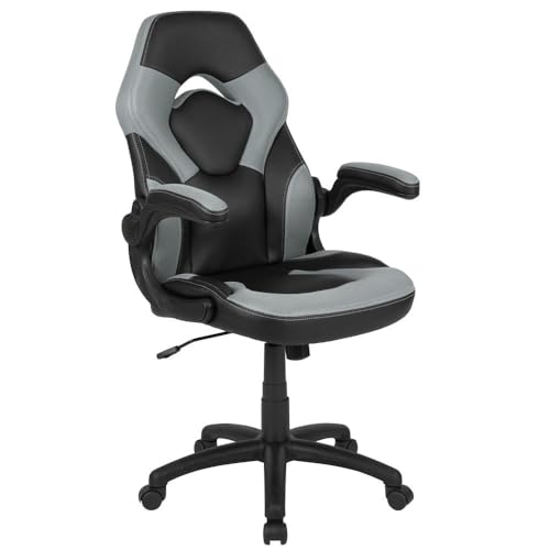 Gaming PC Chair with Adjustable Swivel, Gray/Black