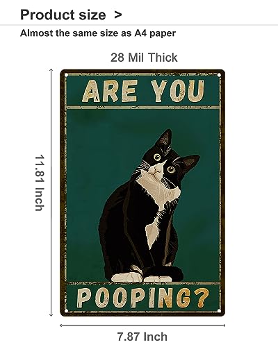 Funny Cat Metal Sign for Bathroom Wall Decor
