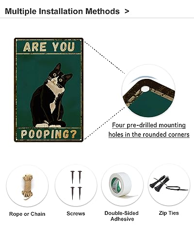 Funny Cat Metal Sign for Bathroom Wall Decor