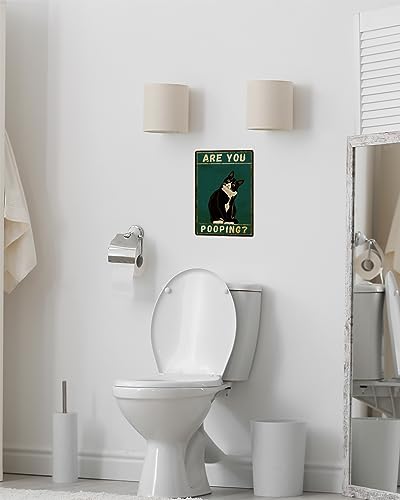 Funny Cat Metal Sign for Bathroom Wall Decor