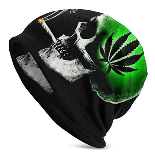 3D Marijuana Leaf Skull Knit Beanie Cap