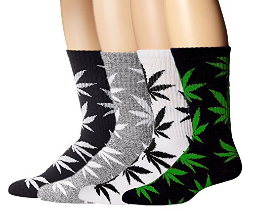 Athletic Leaf Design Crew Socks - 4 Pairs