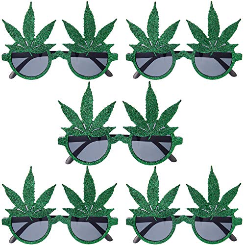 Glittered Weed Glasses with Pot Leaf Design