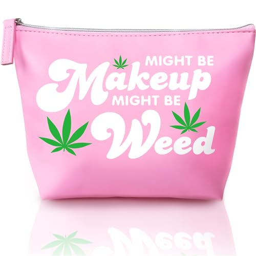 Vegan Leather Y2K Pink Makeup Bag for Stoners