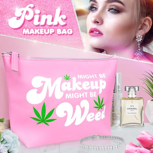 Vegan Leather Y2K Pink Makeup Bag for Stoners