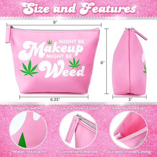 Vegan Leather Y2K Pink Makeup Bag for Stoners
