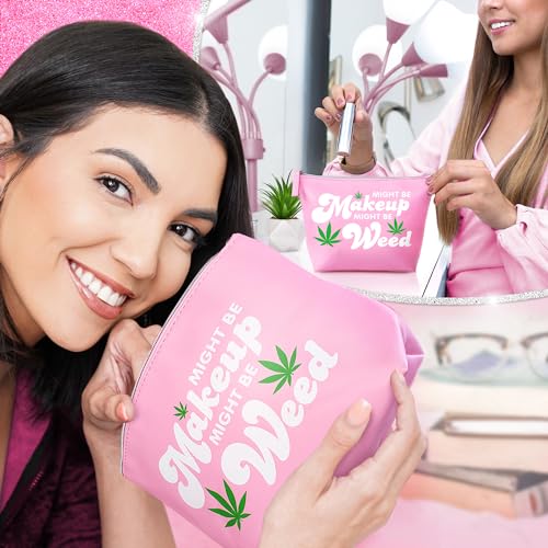 Vegan Leather Y2K Pink Makeup Bag for Stoners