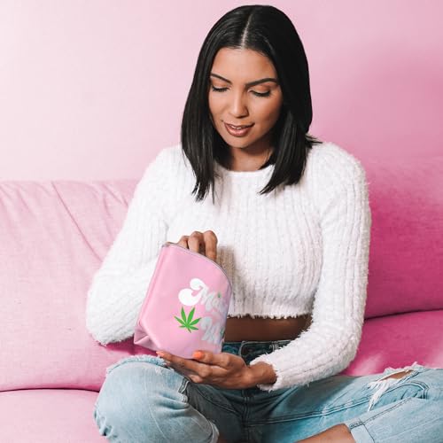 Vegan Leather Y2K Pink Makeup Bag for Stoners