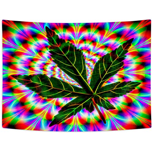 Psychedelic Weed Leaf Blacklight Wall Tapestry