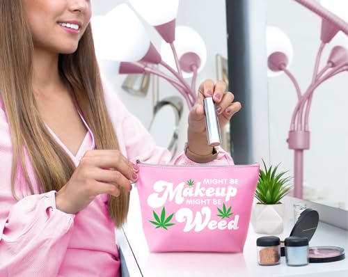 Vegan Leather Y2K Pink Makeup Bag for Stoners