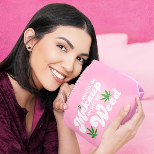 Vegan Leather Y2K Pink Makeup Bag for Stoners
