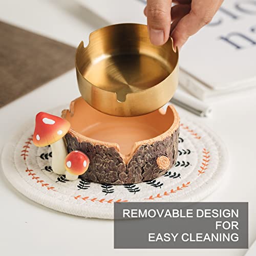 Charming Mushroom Ashtray with Stainless Steel Tray