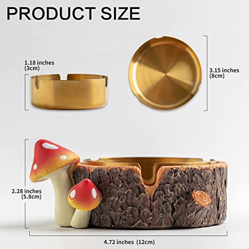 Charming Mushroom Ashtray with Stainless Steel Tray