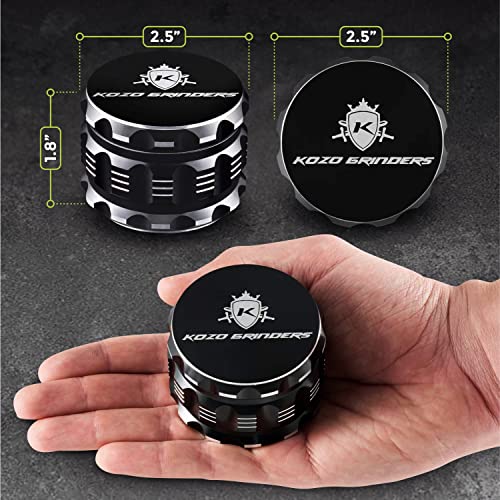 Kozo 2.5" Aluminum Black Spice Grinder Mill