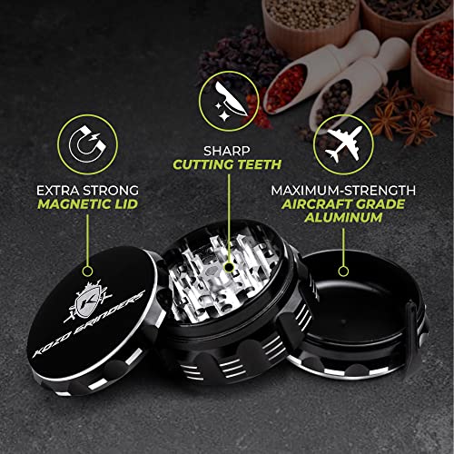Kozo 2.5" Aluminum Black Spice Grinder Mill