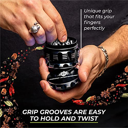 Kozo 2.5" Aluminum Black Spice Grinder Mill