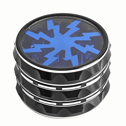 Portable Aluminium Grinder with Clear Top - Black/Blue