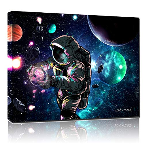 Planet Astronaut Canvas Wall Art (16in*12in) in Marijuana Niche