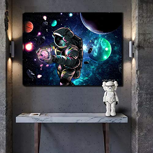 Planet Astronaut Canvas Wall Art (16in*12in) in Marijuana Niche