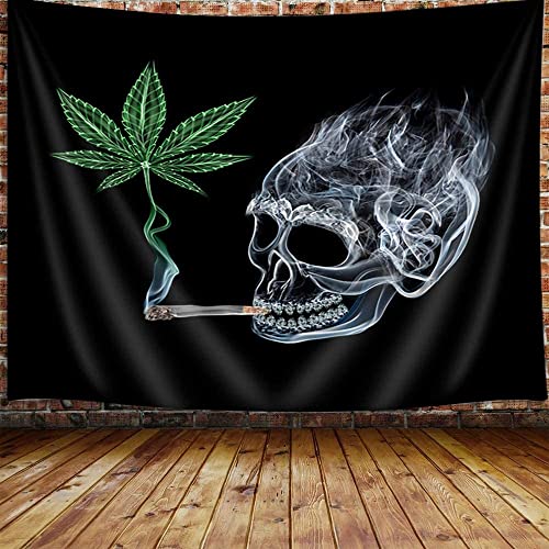 Psychedelic Weed Tapestry, Hippie Boho Cannabis Leaves Wall Hanging