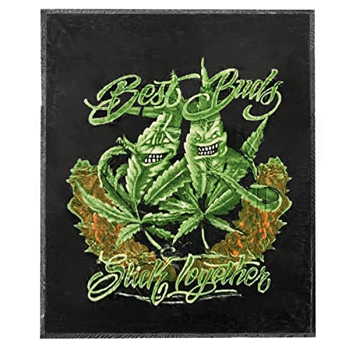 Marijuana Weed Leaf Reversible Flannel Throw Blanket