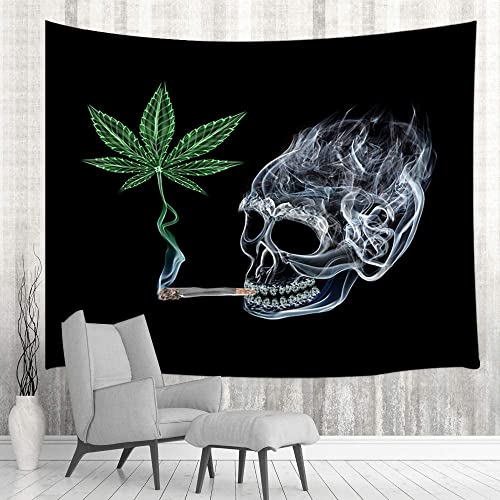 Psychedelic Weed Tapestry, Hippie Boho Cannabis Leaves Wall Hanging