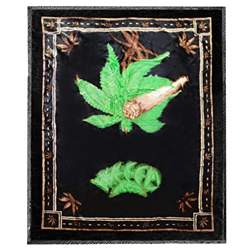 Marijuana Weed Leaf Reversible Flannel Throw Blanket