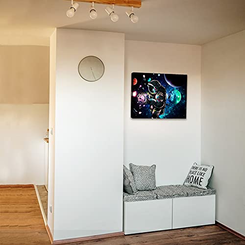 Planet Astronaut Canvas Wall Art (16in*12in) in Marijuana Niche