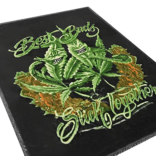 Marijuana Weed Leaf Reversible Flannel Throw Blanket