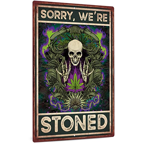 Hippie Skull Stoner Home Decor, 12x8 Inches