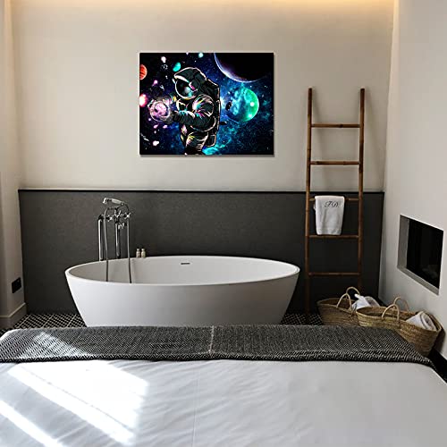Planet Astronaut Canvas Wall Art (16in*12in) in Marijuana Niche