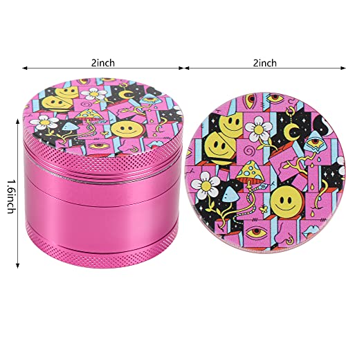 2 Inch Spice Grinder (Pink Mushroom Pattern)