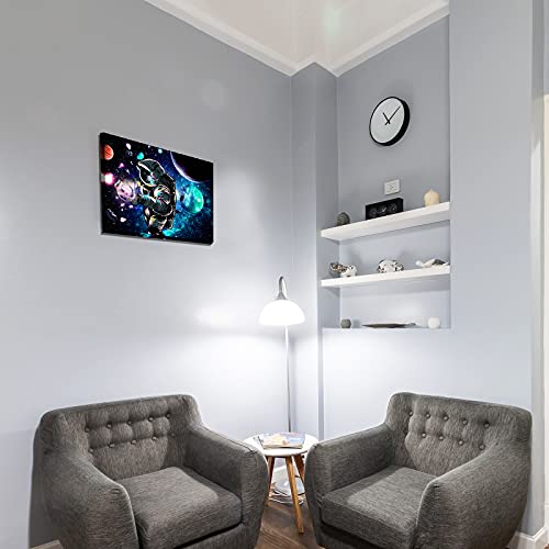 Planet Astronaut Canvas Wall Art (16in*12in) in Marijuana Niche
