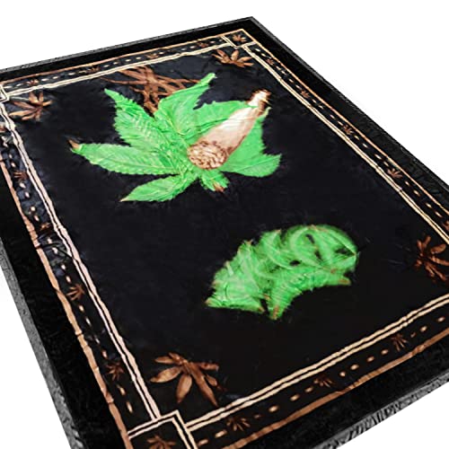 Marijuana Weed Leaf Reversible Flannel Throw Blanket
