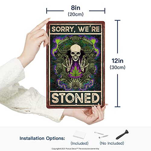 Hippie Skull Stoner Home Decor, 12x8 Inches