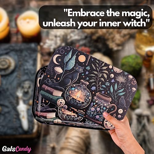 Witch Rolling Tray, 11''x7'' - Whimsical Goth Aesthetic