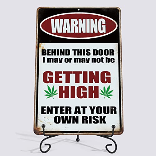 Funny Vintage Marijuana Tin Sign - Enter at Own Risk