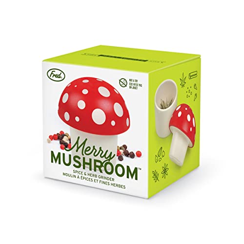 Fred Mushroom Herb Grinder, Red/White, 3 inches