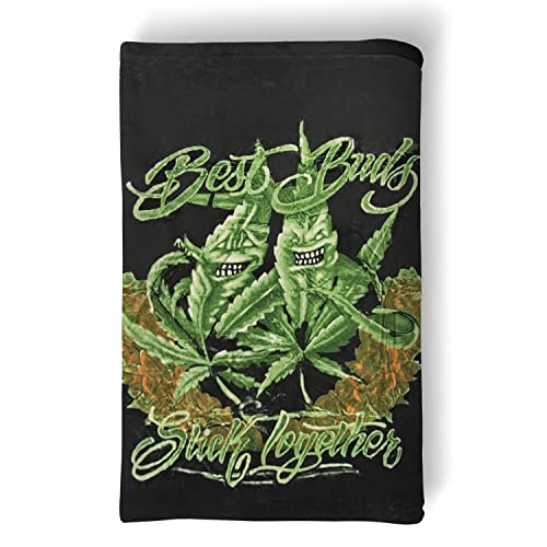 Marijuana Weed Leaf Reversible Flannel Throw Blanket