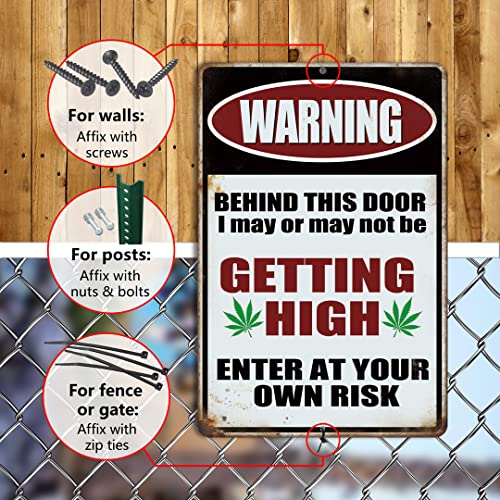 Funny Vintage Marijuana Tin Sign - Enter at Own Risk
