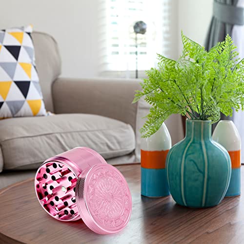 VICKYDGE 2.5 Inch Grinder, Large Spice Grinder with Exquisite Pattern, Pink