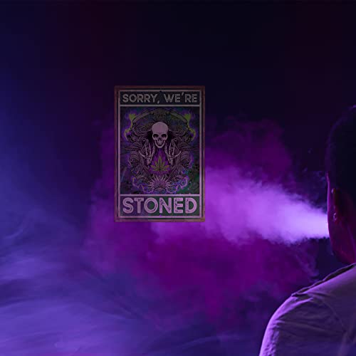 Hippie Skull Stoner Home Decor, 12x8 Inches