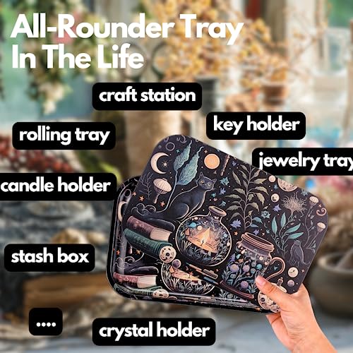 Witch Rolling Tray, 11''x7'' - Whimsical Goth Aesthetic